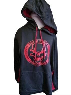 💀 Black & Red Graphic Hooded Pullover Hoodie